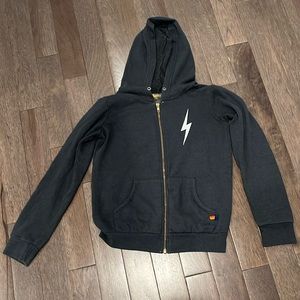 Aviator Nation Size 14 Kids lighting bolt print zip up sweatshirt
